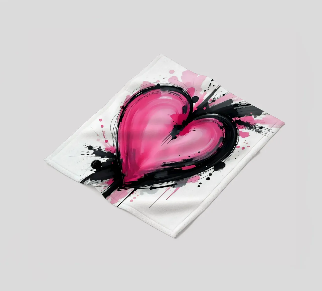 cuore_rosa_nero_4 coperta in pile da Pink- und LoveArt by LK
