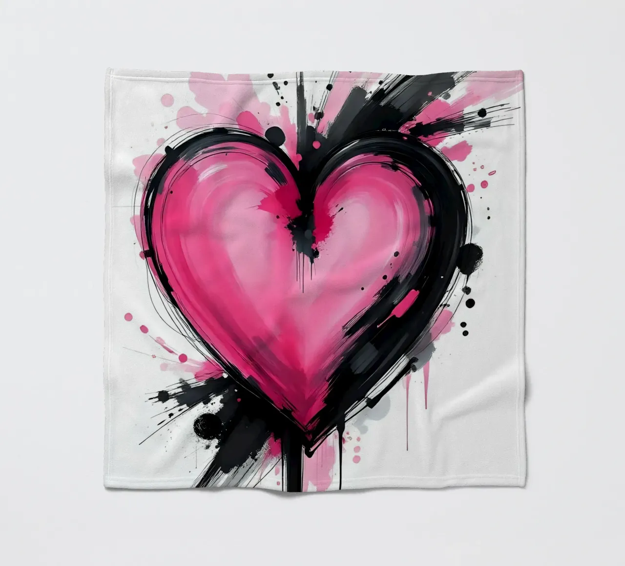 cuore_rosa_nero_4 coperta in pile da Pink- und LoveArt by LK