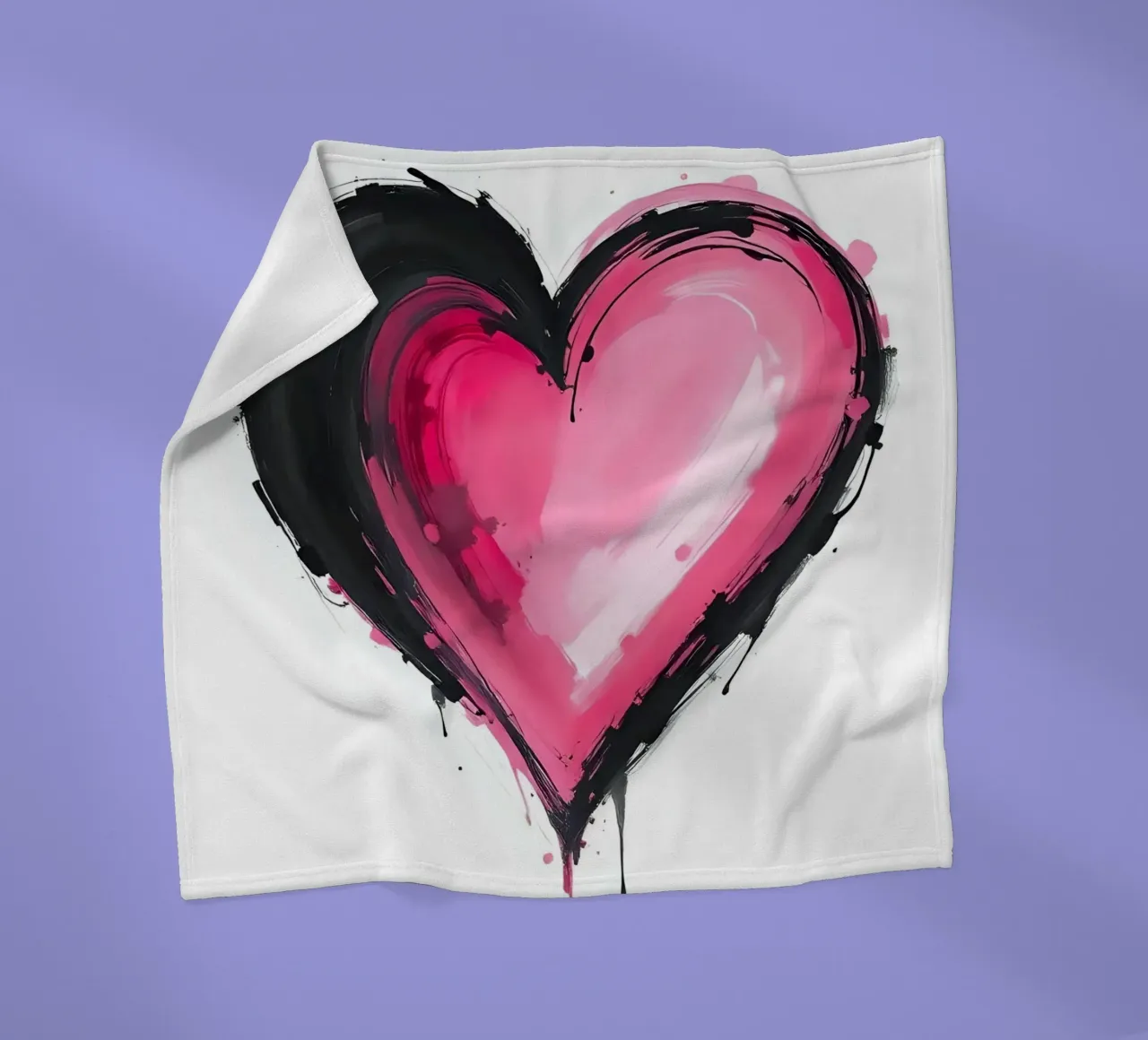 cuore_rosa_nero_5 coperta in pile da Pink- und LoveArt by LK
