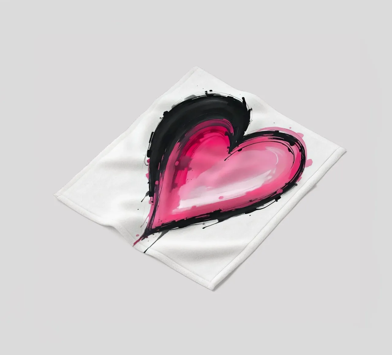 cuore_rosa_nero_5 coperta in pile da Pink- und LoveArt by LK