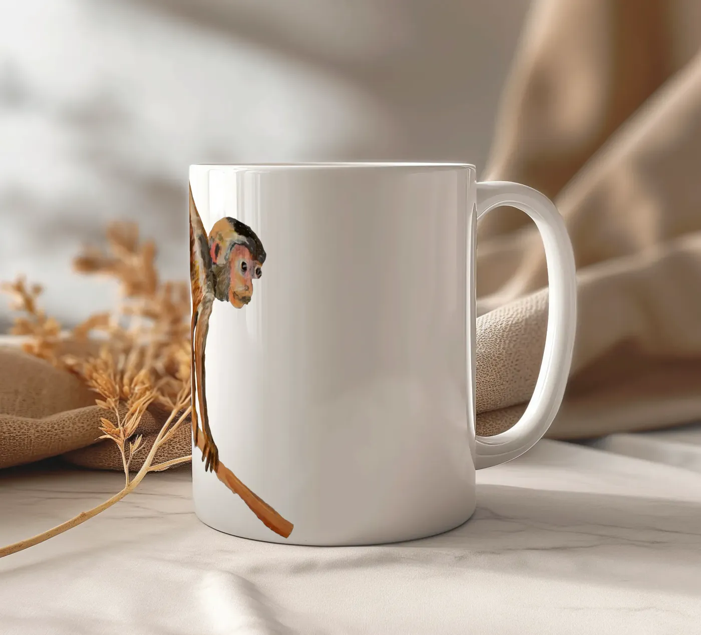 Monkey ceramic mug by Femke Zwaan