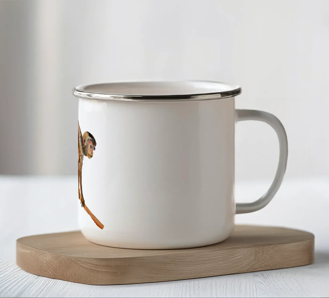 Monkey emaille mok van Femke Zwaan