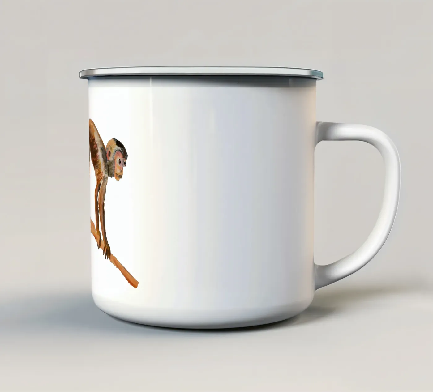 Monkey enamel mug by Femke Zwaan