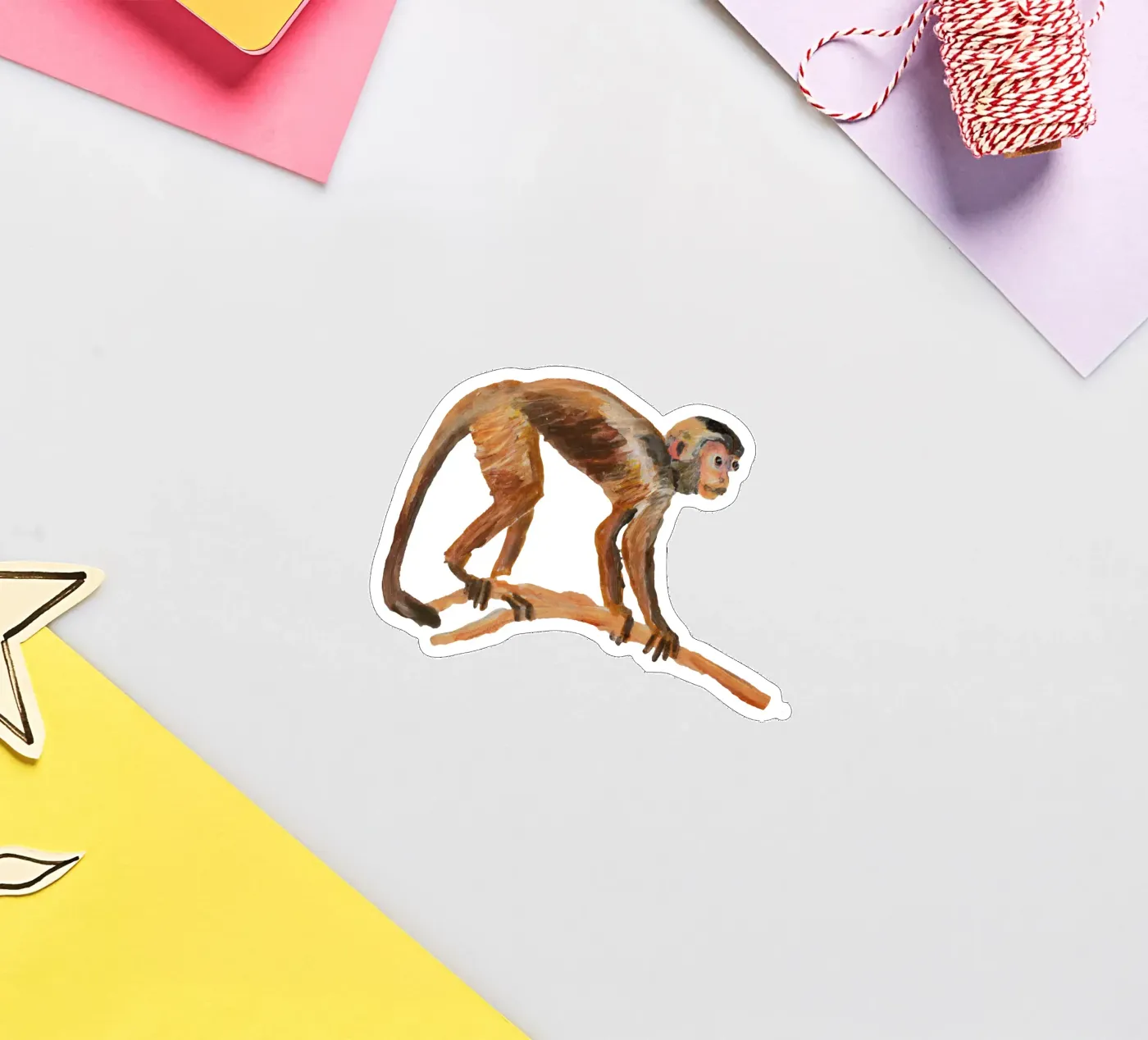 Monkey Sticker von Femke Zwaan