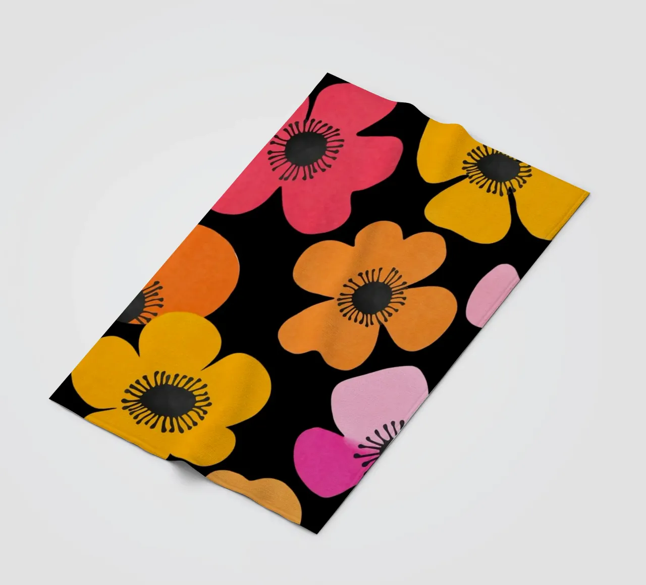 Midcentury Playful Botanica Bold Multicolor Retro Flowers Bl fleece blanket by Andrea Haase Modern Home