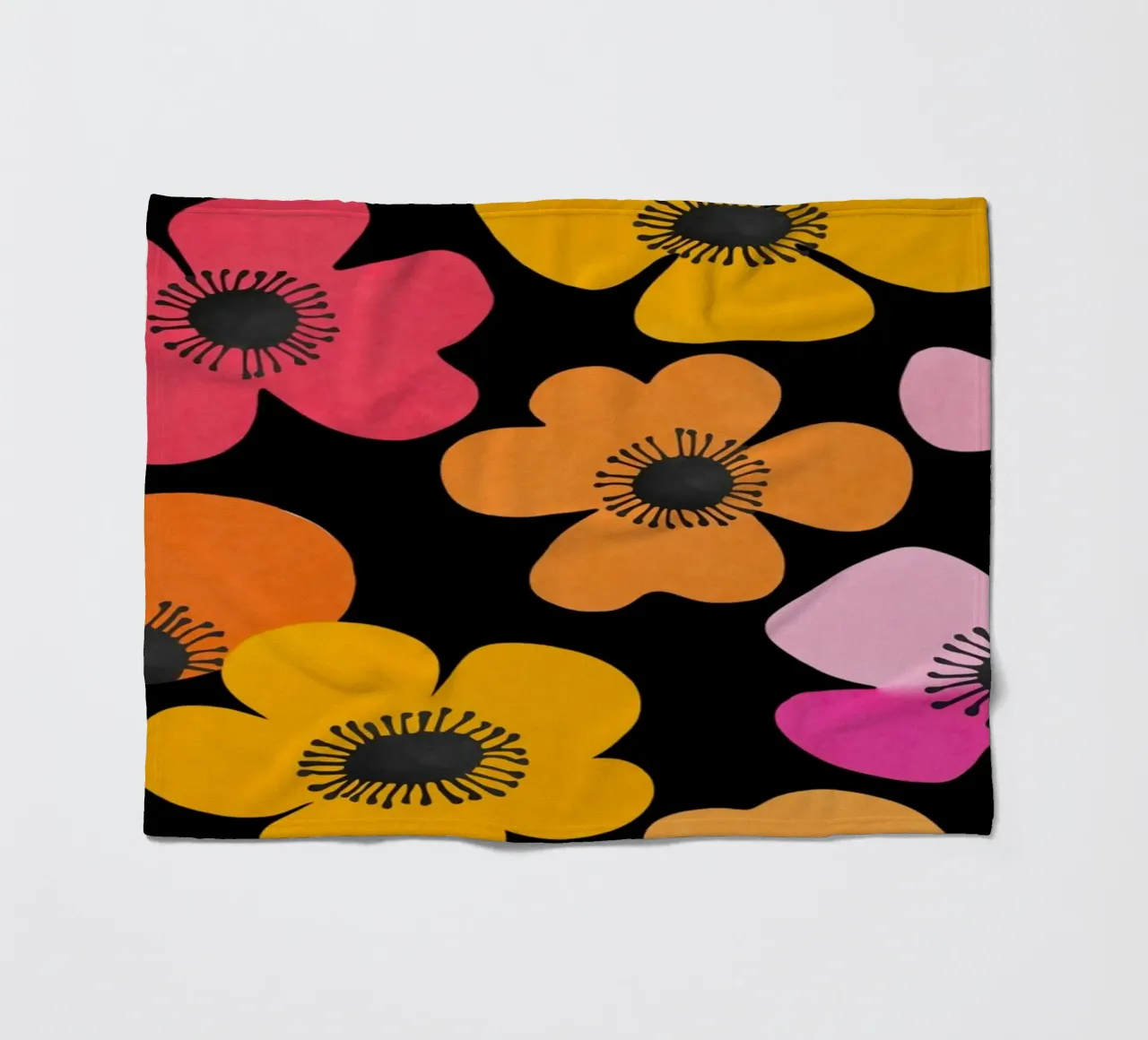 Midcentury Playful Botanica Bold Multicolor Retro Flowers Bl fleece blanket by Andrea Haase Modern Home