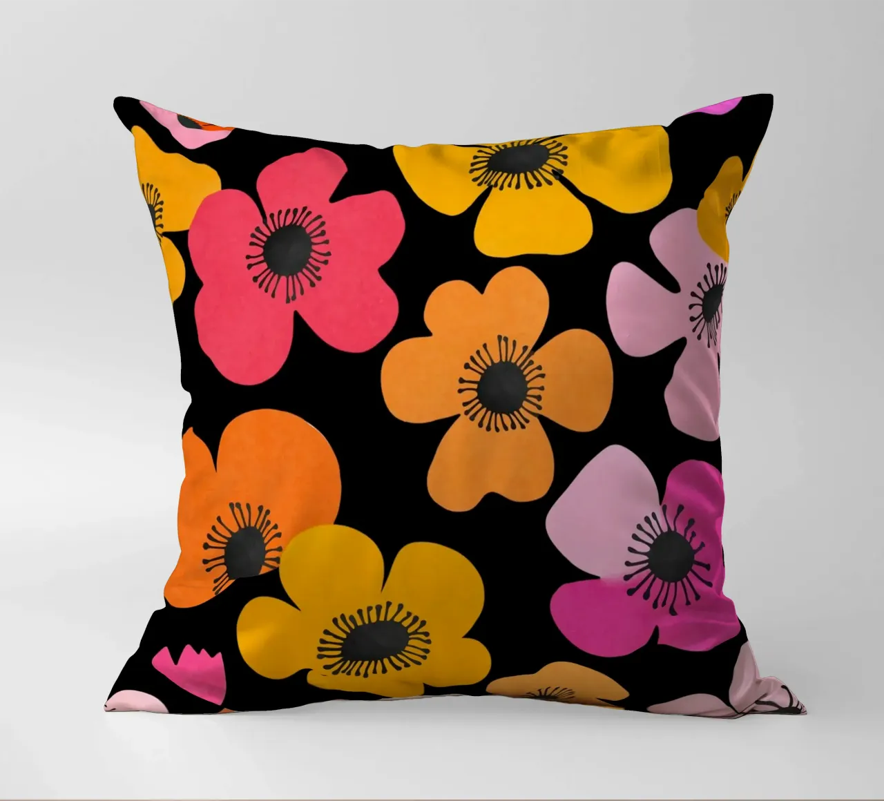 Midcentury Playful Botanica Bold Multicolor Retro Flowers Bl cuscino da Andrea Haase Modern Home