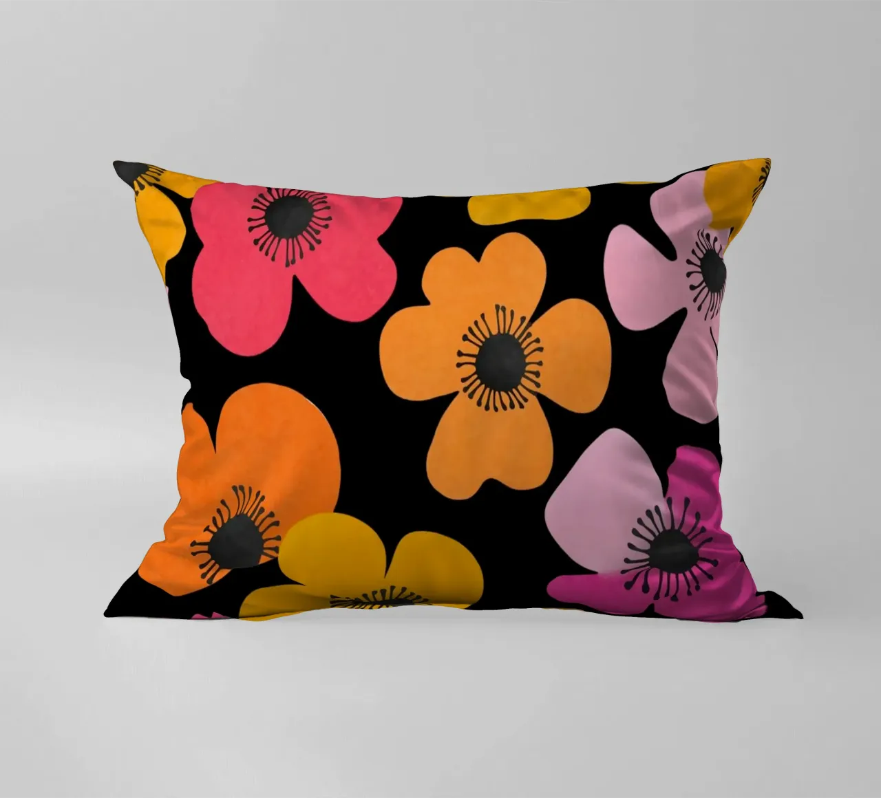 Midcentury Playful Botanica Bold Multicolor Retro Flowers Bl cuscino da Andrea Haase Modern Home