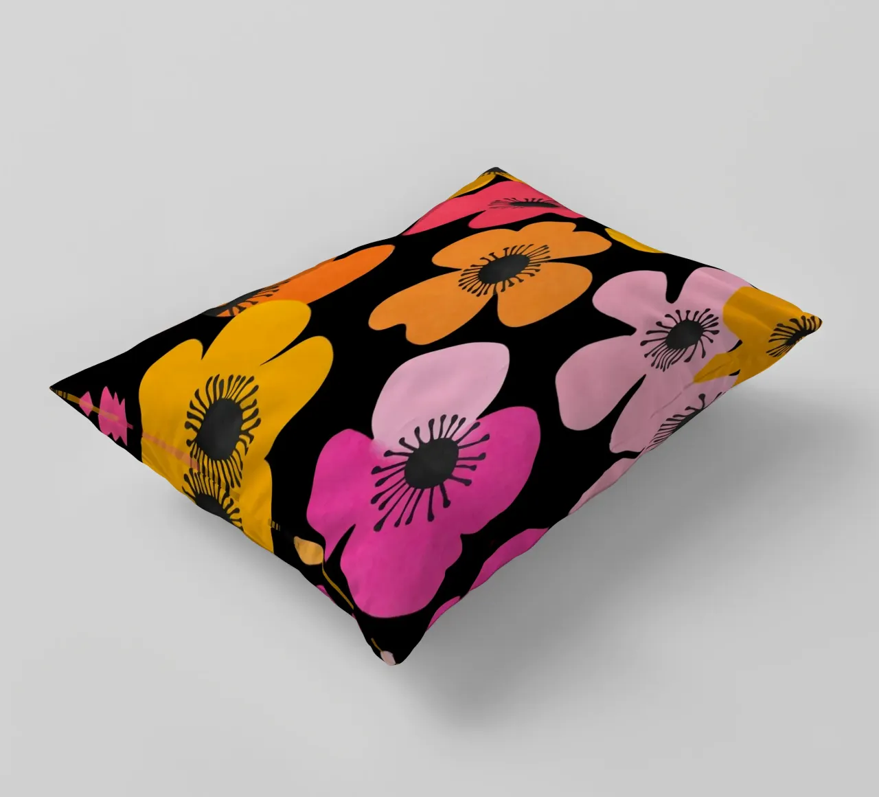 Midcentury Playful Botanica Bold Multicolor Retro Flowers Bl cuscino da Andrea Haase Modern Home