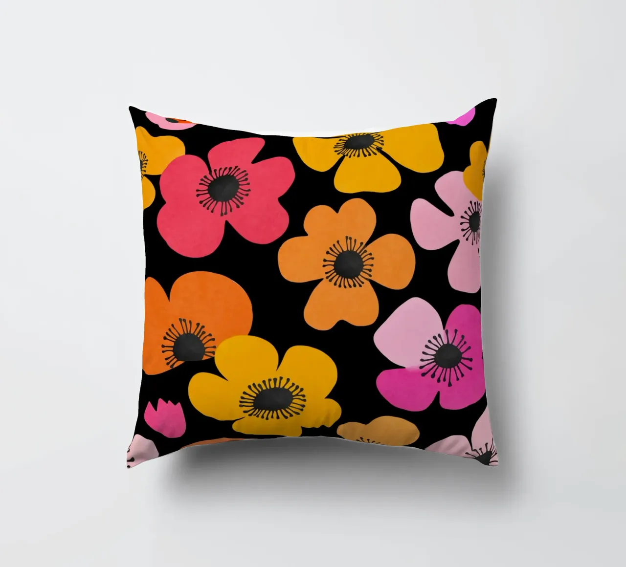 Midcentury Playful Botanica Bold Multicolor Retro Flowers Bl cuscino da Andrea Haase Modern Home