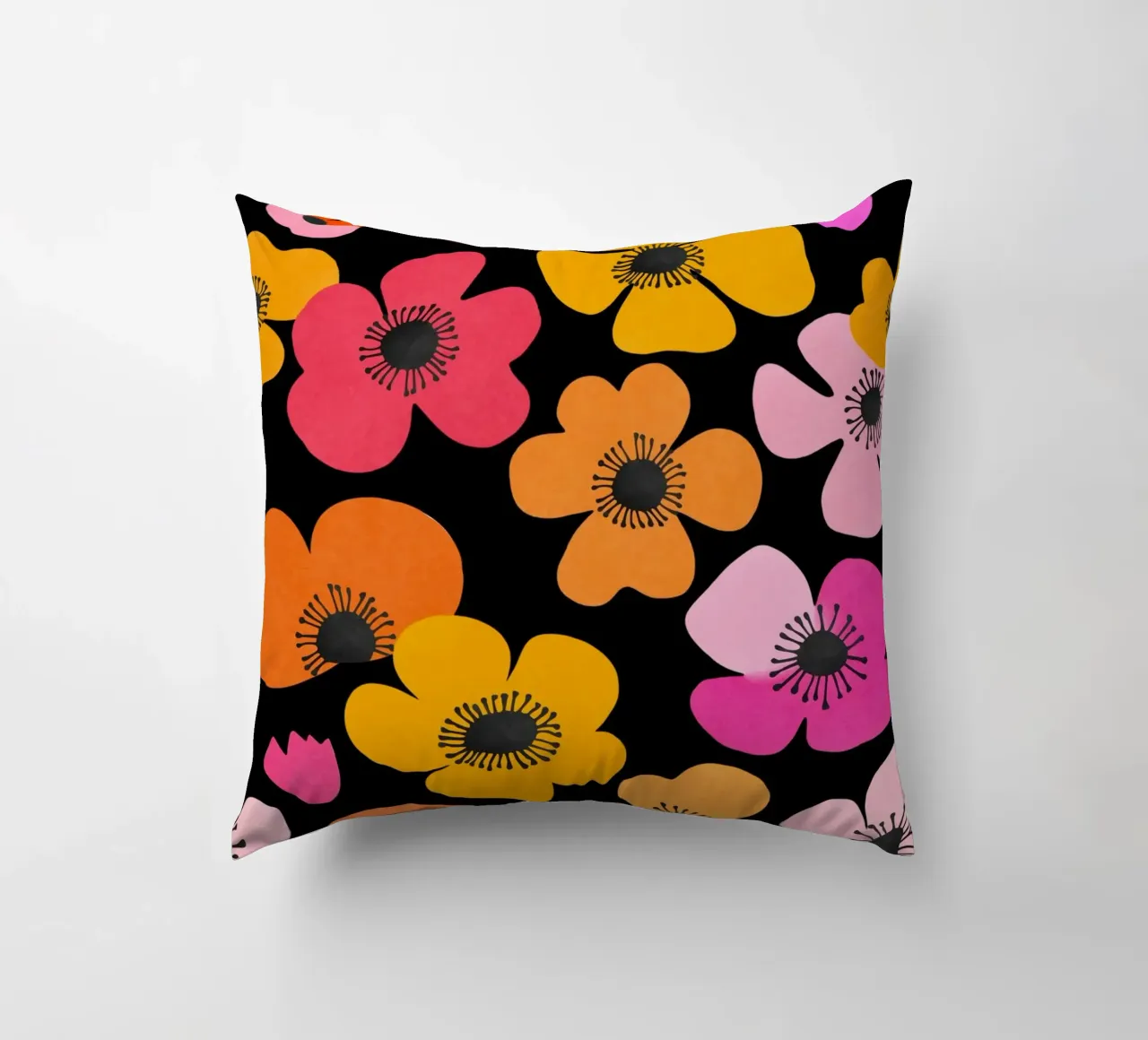 Midcentury Playful Botanica Bold Multicolor Retro Flowers Bl cuscino da Andrea Haase Modern Home