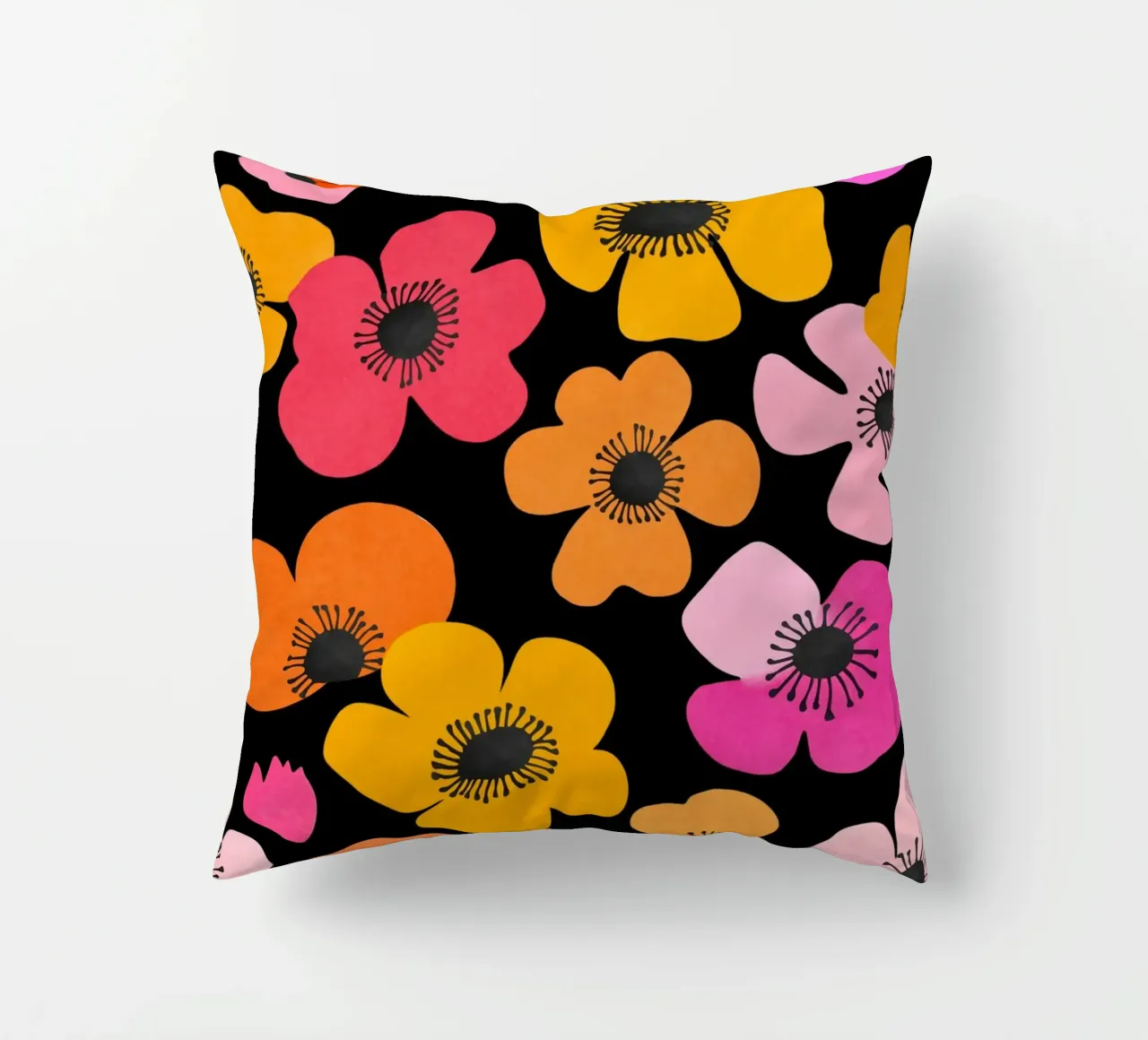 Midcentury Playful Botanica Bold Multicolor Retro Flowers Bl cuscino da Andrea Haase Modern Home