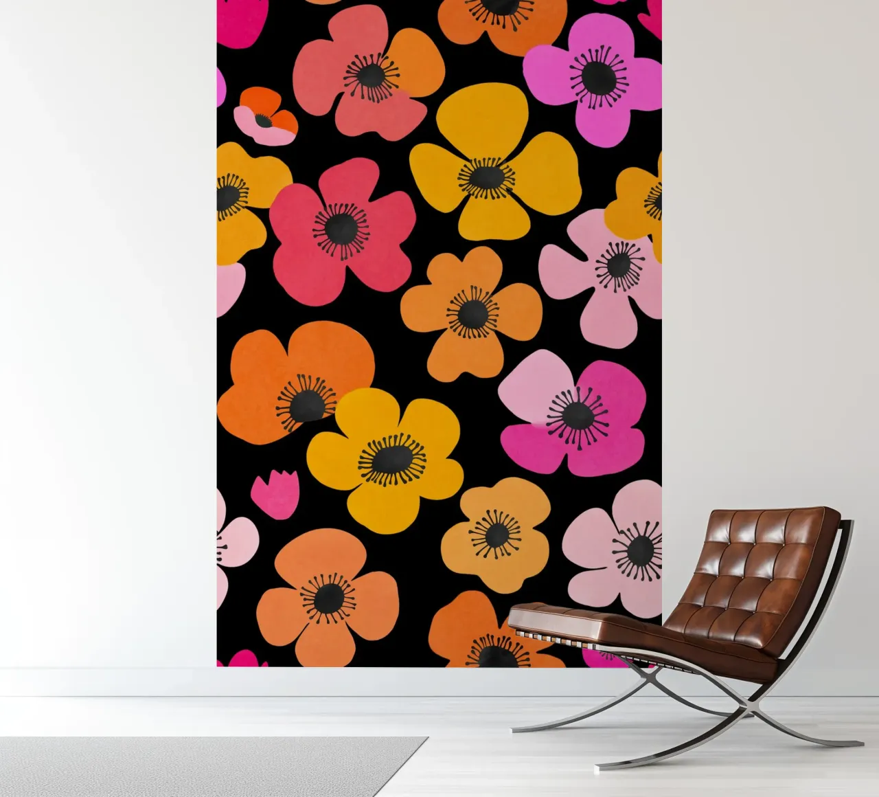 Midcentury Playful Botanica Bold Multicolor Retro Flowers Bl photo wallpaper by Andrea Haase Modern Home