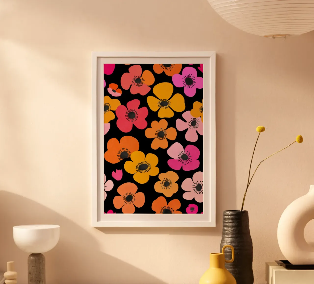 Midcentury Playful Botanica Bold Multicolor Retro Flowers Bl carta hahnemühle da Andrea Haase Modern Home