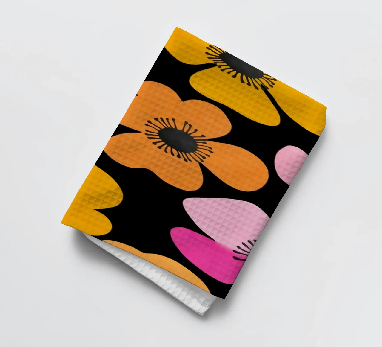 Midcentury Playful Botanica Bold Multicolor Retro Flowers Bl tea towel by Andrea Haase Modern Home