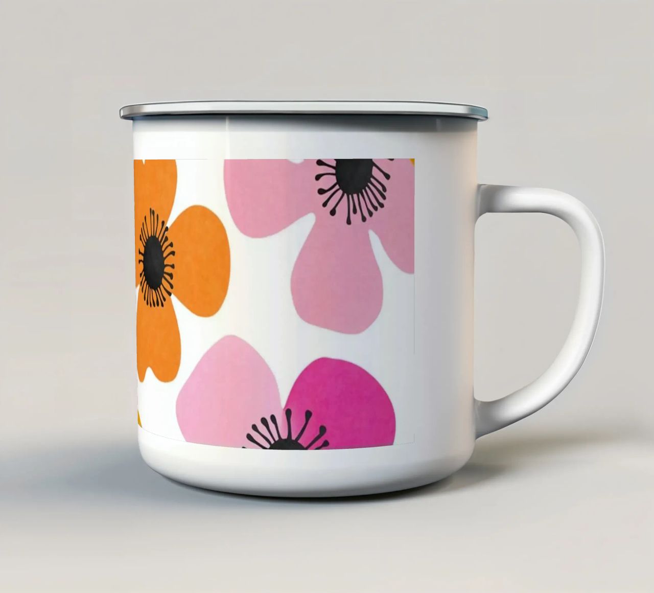 Midcentury Playful Botanical Bold Multicolor Retro Flowers tazza in smalto da Andrea Haase Modern Home