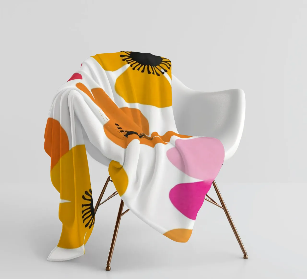 Midcentury Playful Botanical Bold Multicolor Retro Flowers coperta in pile da Andrea Haase Modern Home