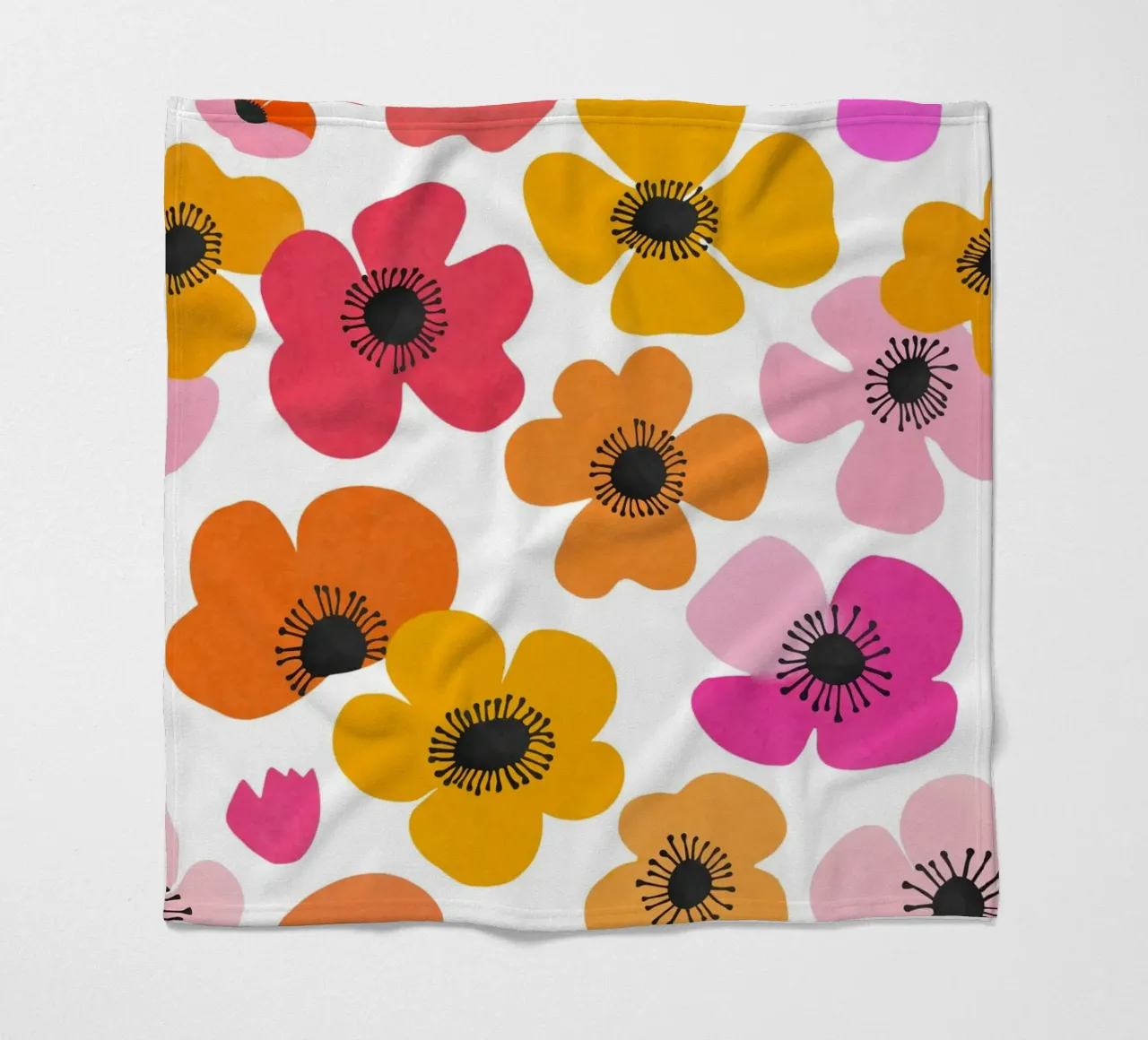 Midcentury Playful Botanical Bold Multicolor Retro Flowers coperta in pile da Andrea Haase Modern Home