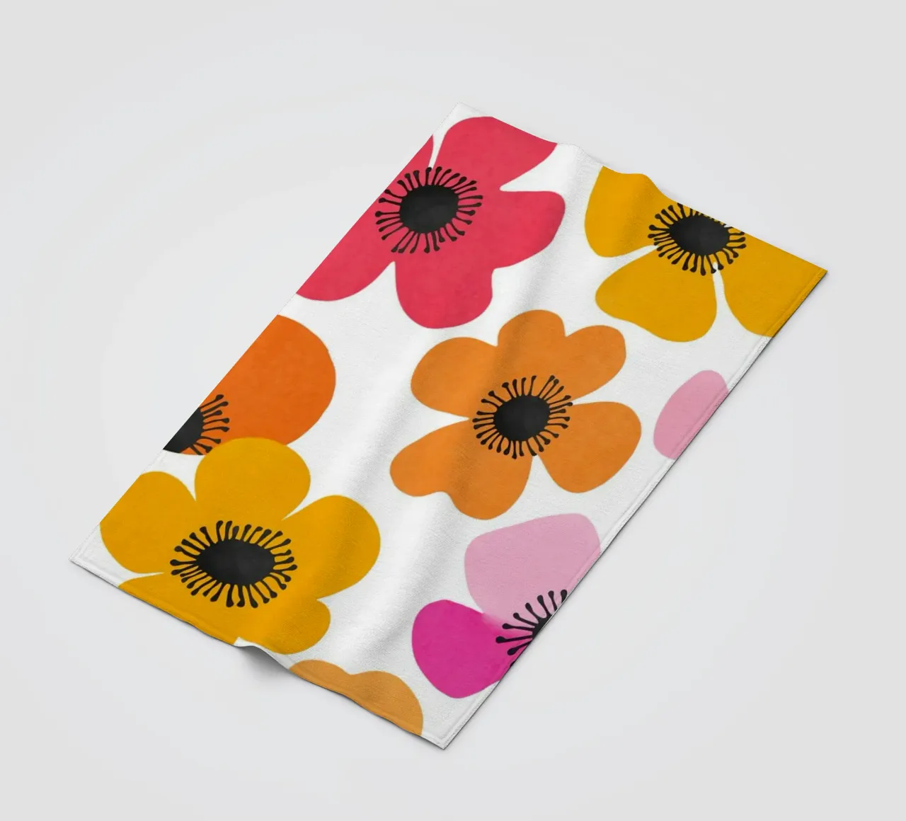 Midcentury Playful Botanical Bold Multicolor Retro Flowers coperta in pile da Andrea Haase Modern Home
