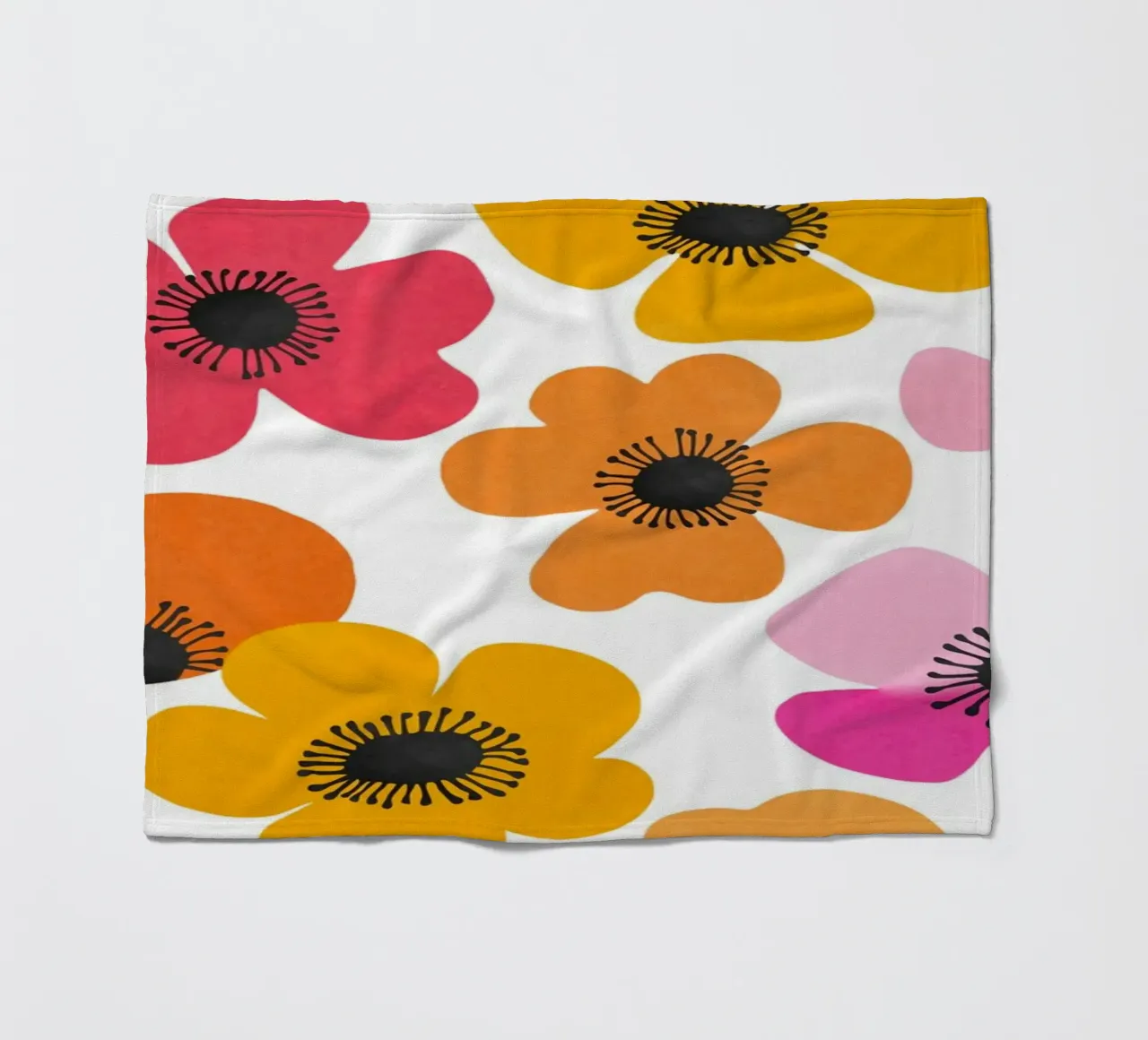 Midcentury Playful Botanical Bold Multicolor Retro Flowers coperta in pile da Andrea Haase Modern Home