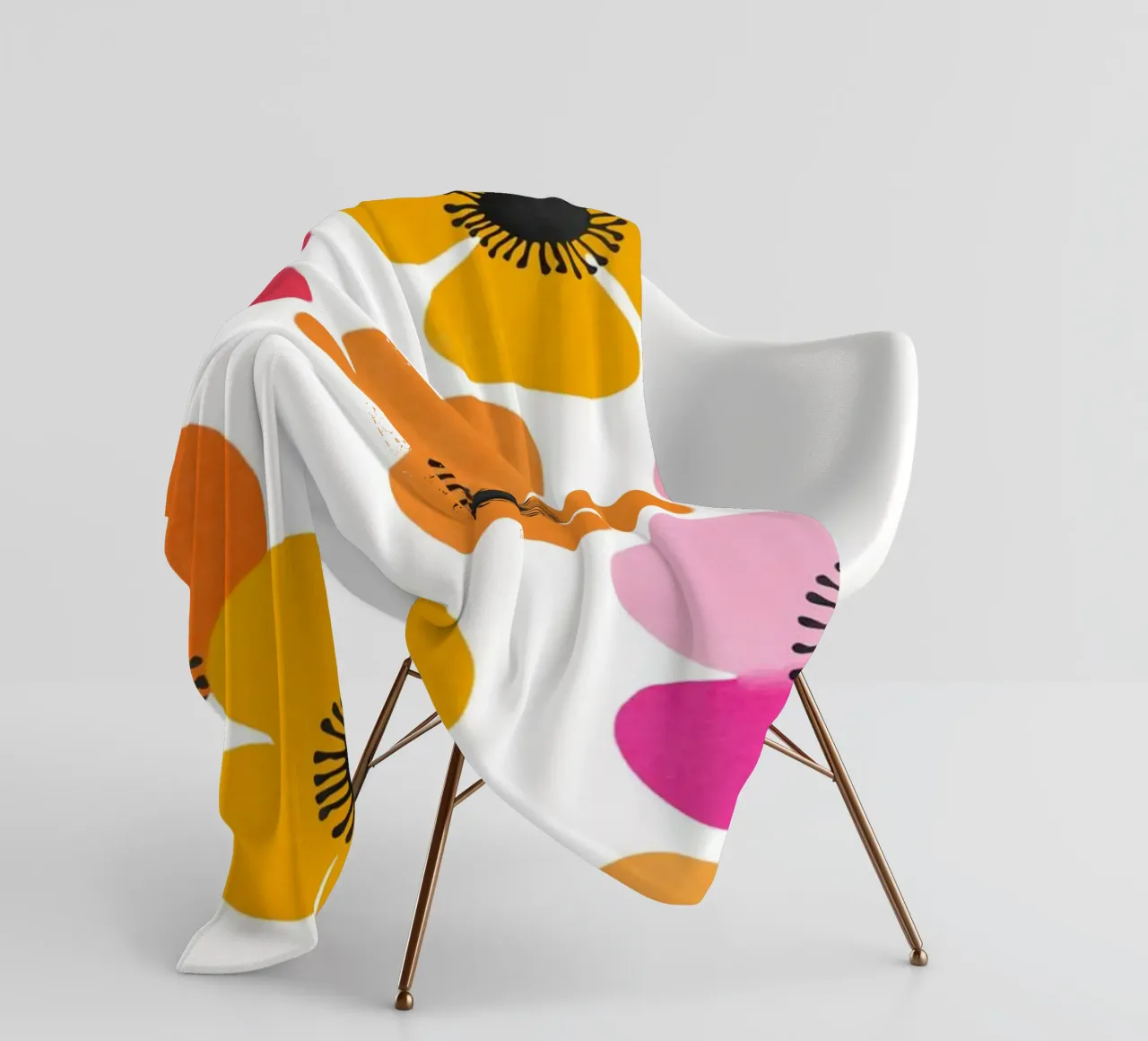 Midcentury Playful Botanical Bold Multicolor Retro Flowers coperta in pile da Andrea Haase Modern Home