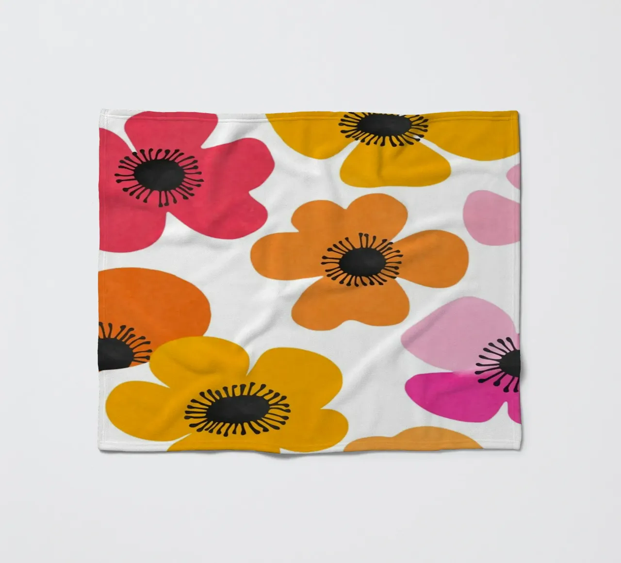 Midcentury Playful Botanical Bold Multicolor Retro Flowers coperta in pile da Andrea Haase Modern Home