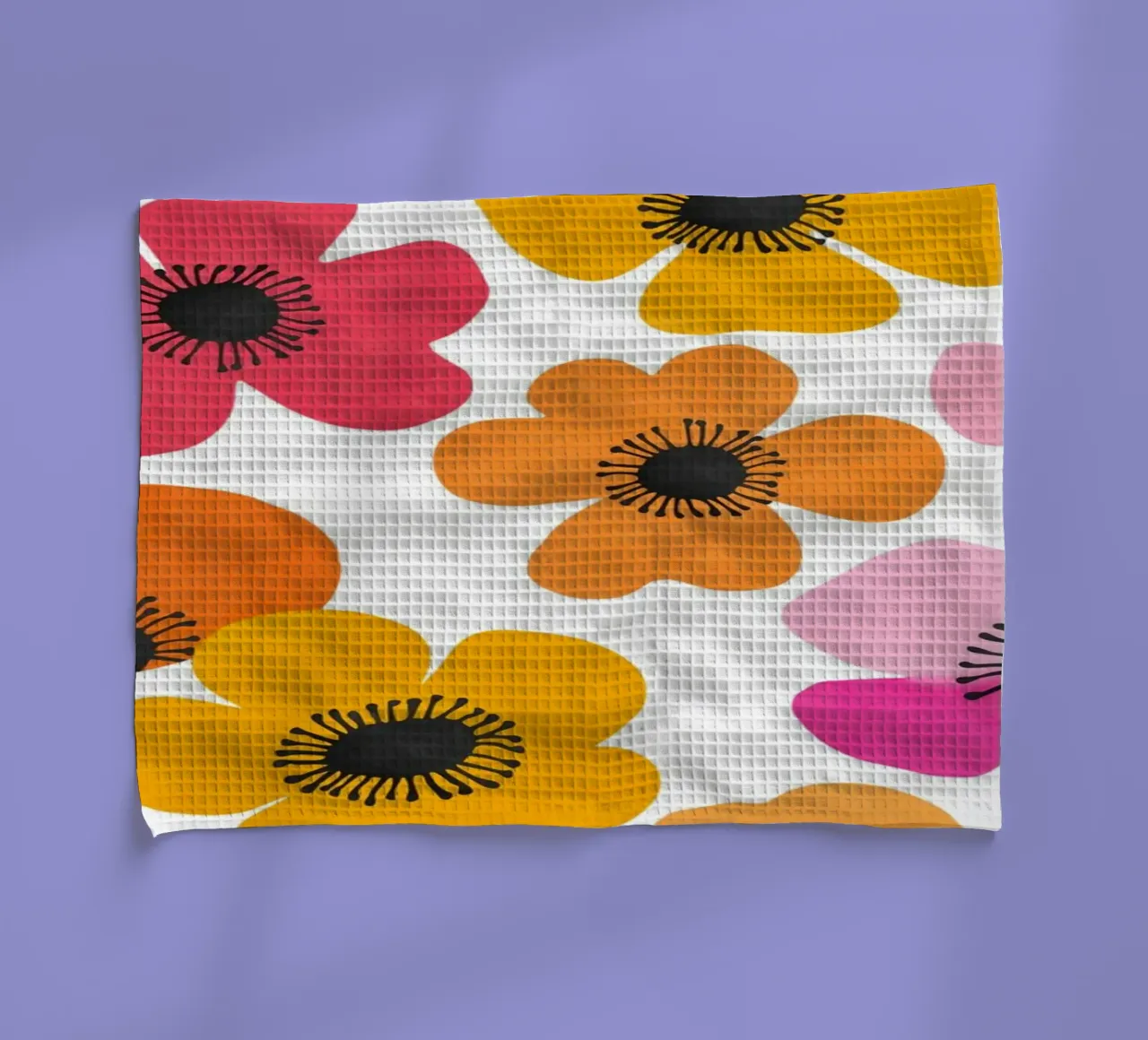 Midcentury Playful Botanical Bold Multicolor Retro Flowers torchon de Andrea Haase Modern Home