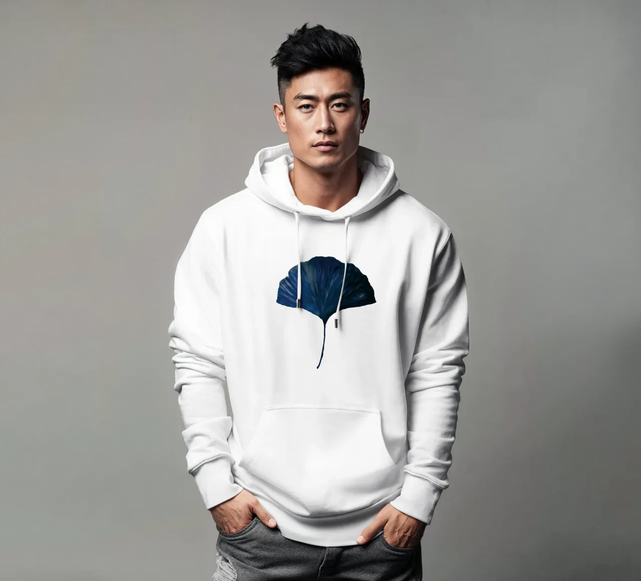 Ginkgo leave blue felpa con cappuccio da Femke Zwaan