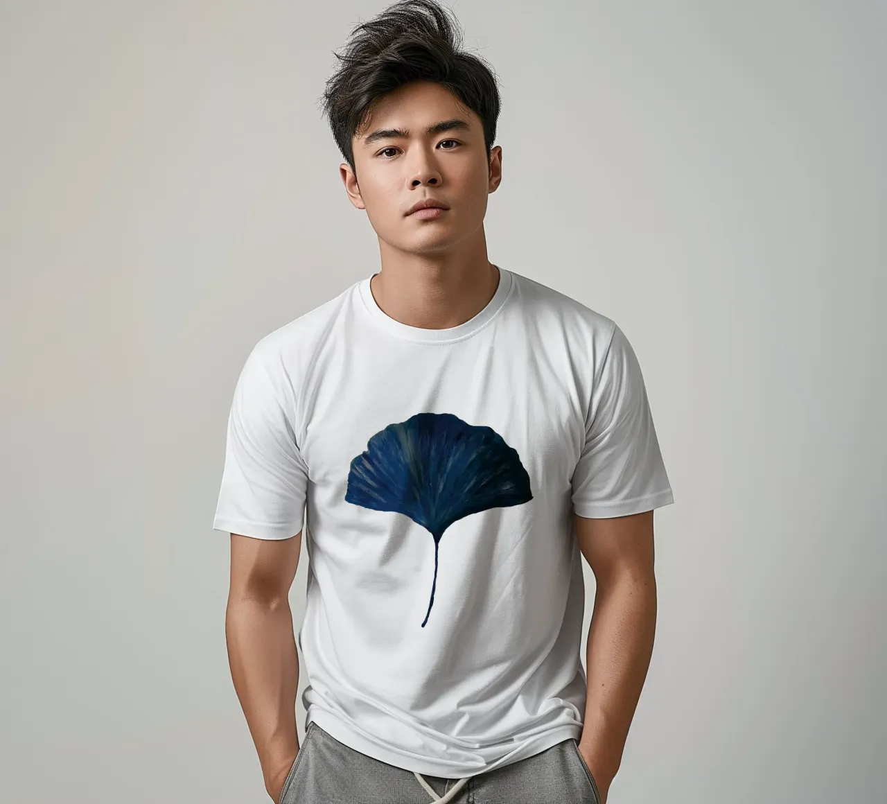 Ginkgo leave blue t-shirt da Femke Zwaan