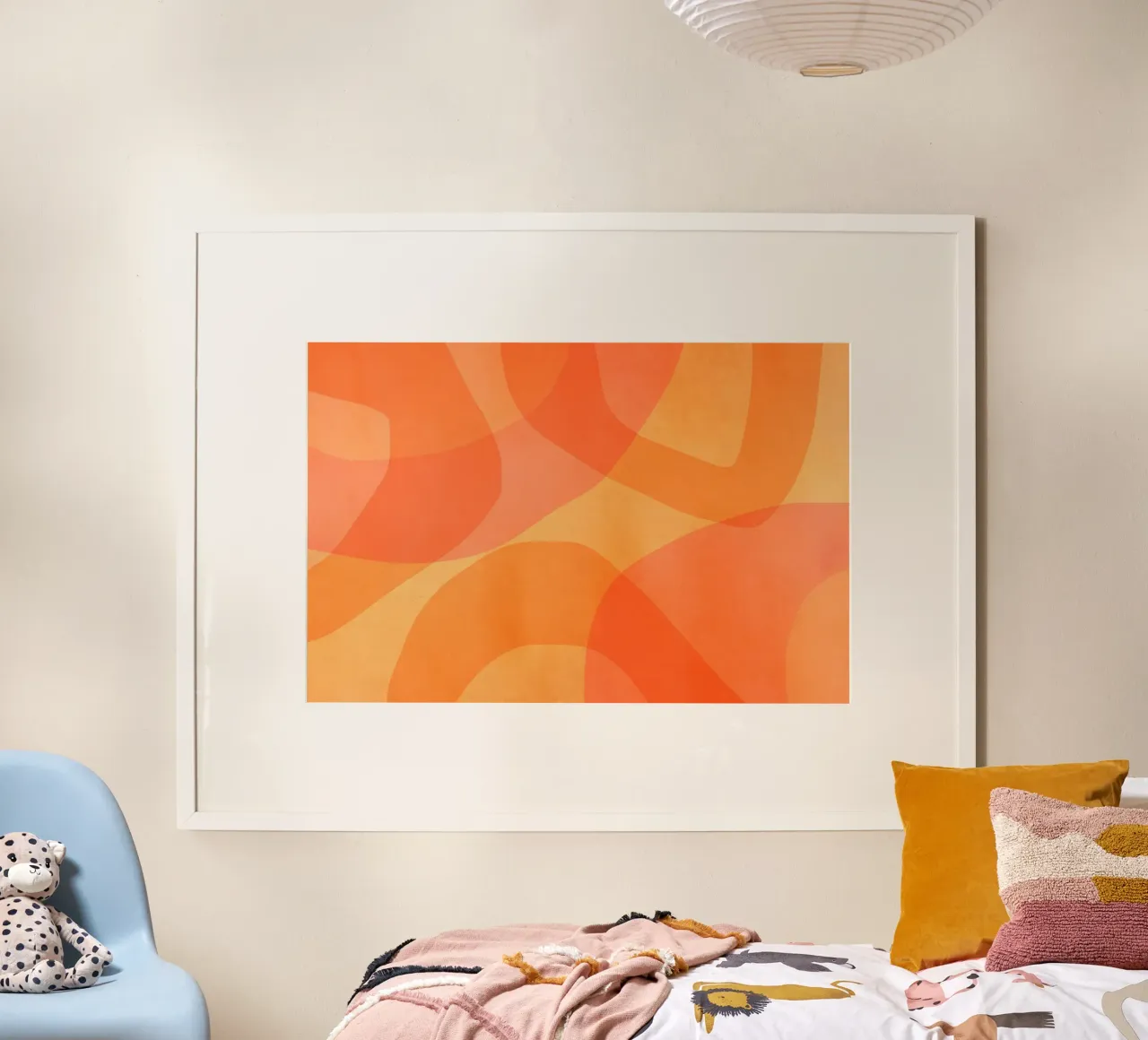 Ambra Arancione Calendula Flusso astratto poster con telaio in alluminio da Andrea Haase Modern Home