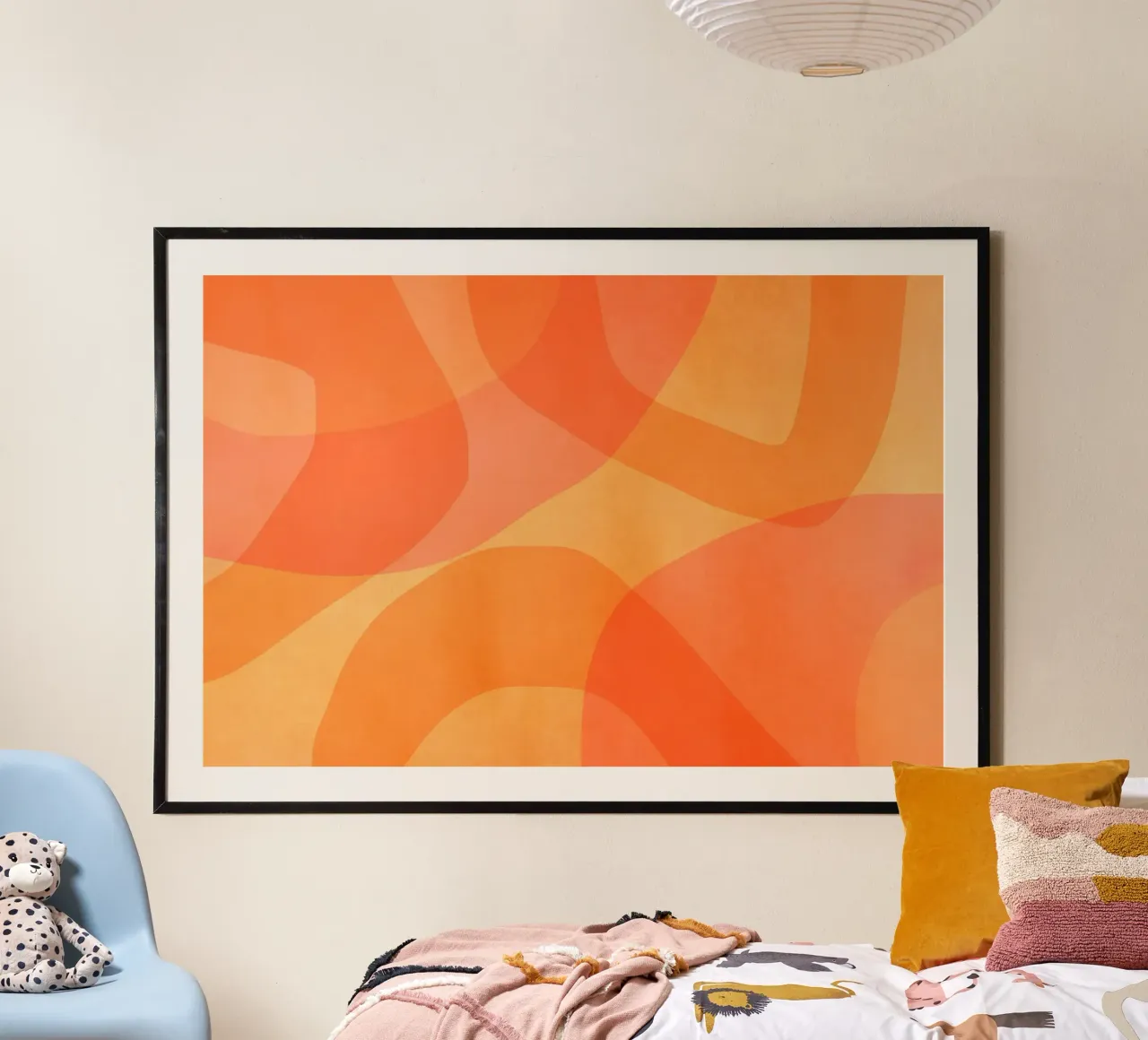 Ambra Arancione Calendula Flusso astratto poster con telaio in alluminio da Andrea Haase Modern Home
