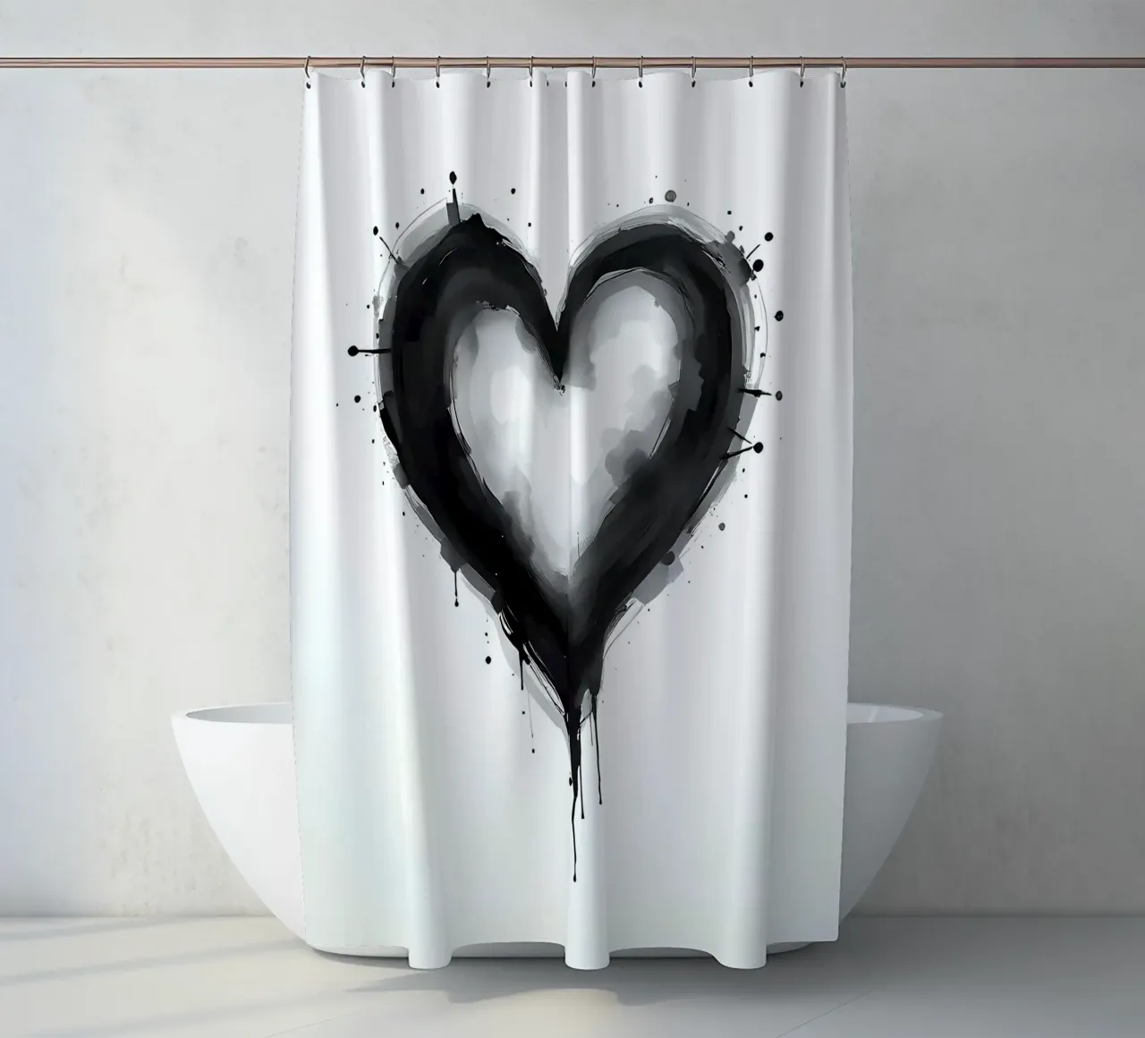 cuore_bianco_nero_1 tenda da doccia da Pink- und LoveArt by LK
