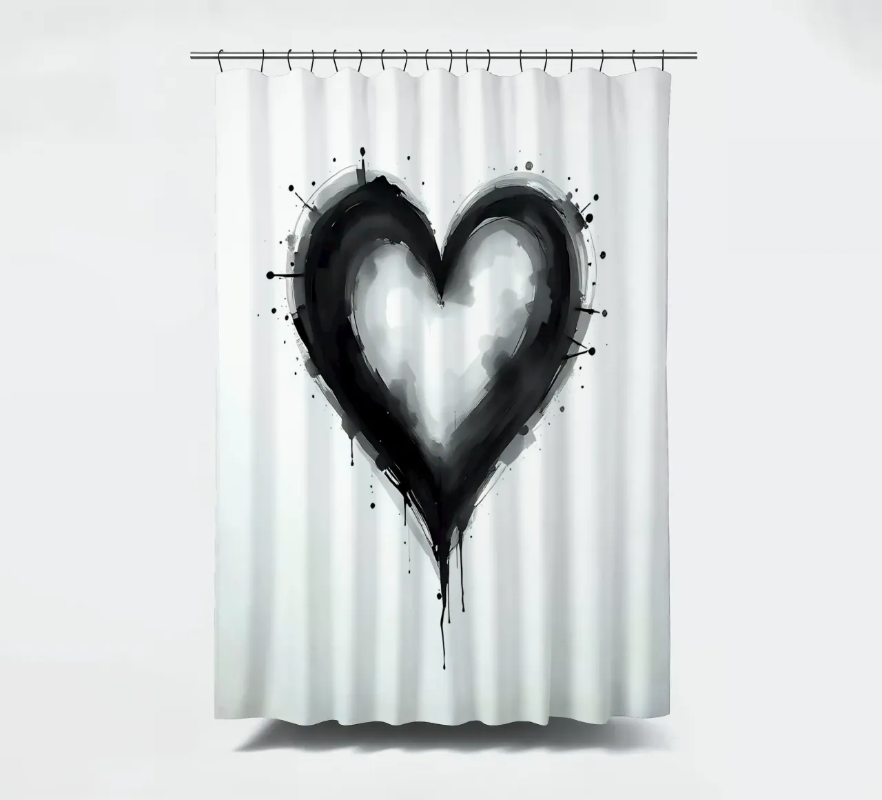 cuore_bianco_nero_1 tenda da doccia da Pink- und LoveArt by LK