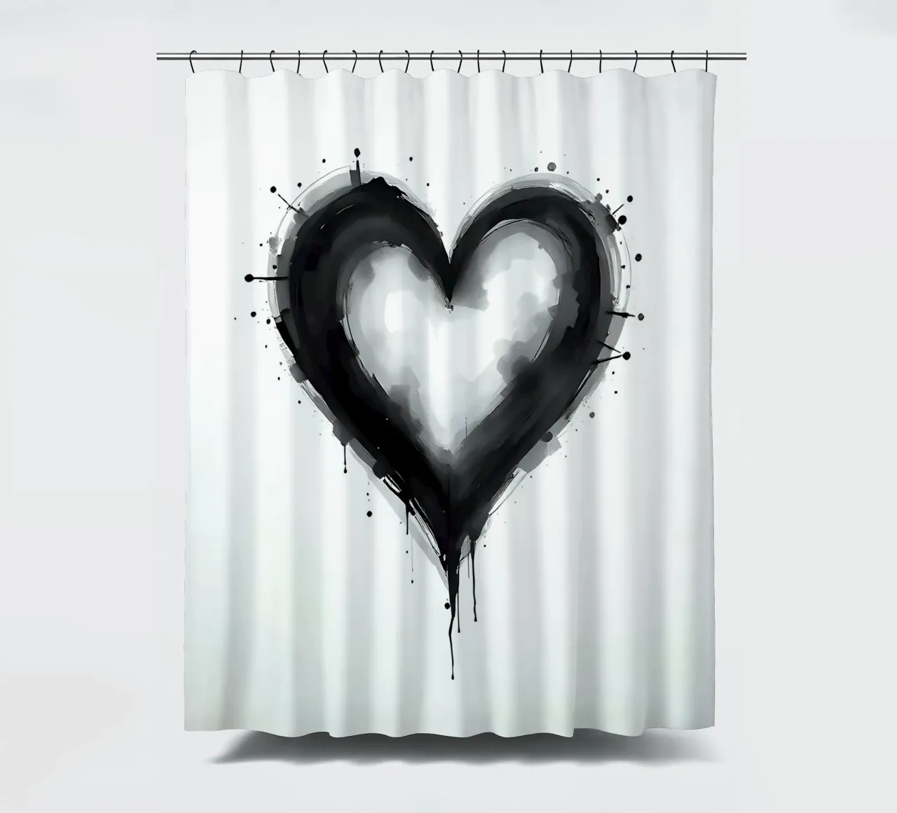 cuore_bianco_nero_1 tenda da doccia da Pink- und LoveArt by LK