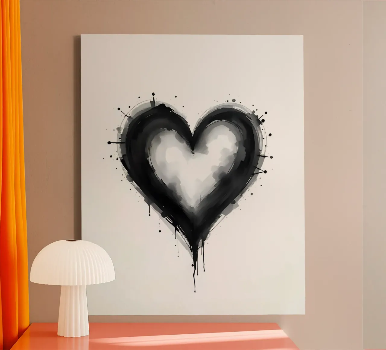 cuore_bianco_nero_1 tela con Cornice a cassetta da Pink- und LoveArt by LK