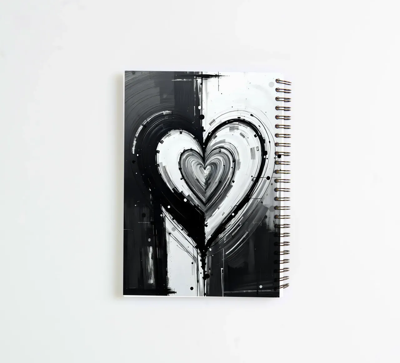 cuore_bianco_nero_2 diario ad anelli da Pink- und LoveArt by LK