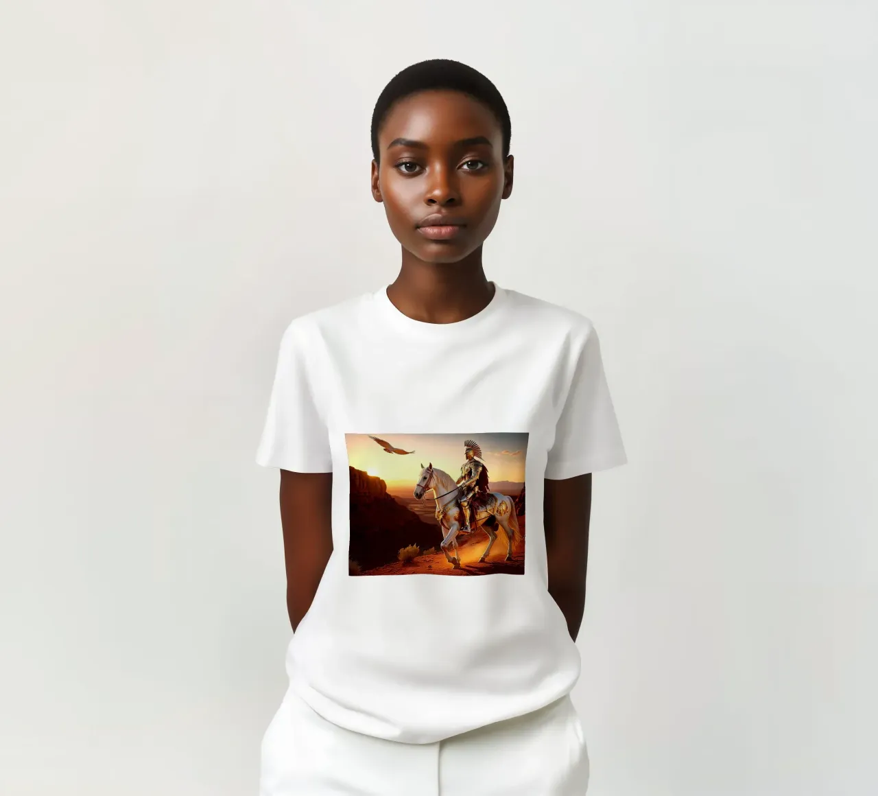 CAVALIERE SU UN CAVALLO BIANCO. t-shirt da Thierry vobmann photography