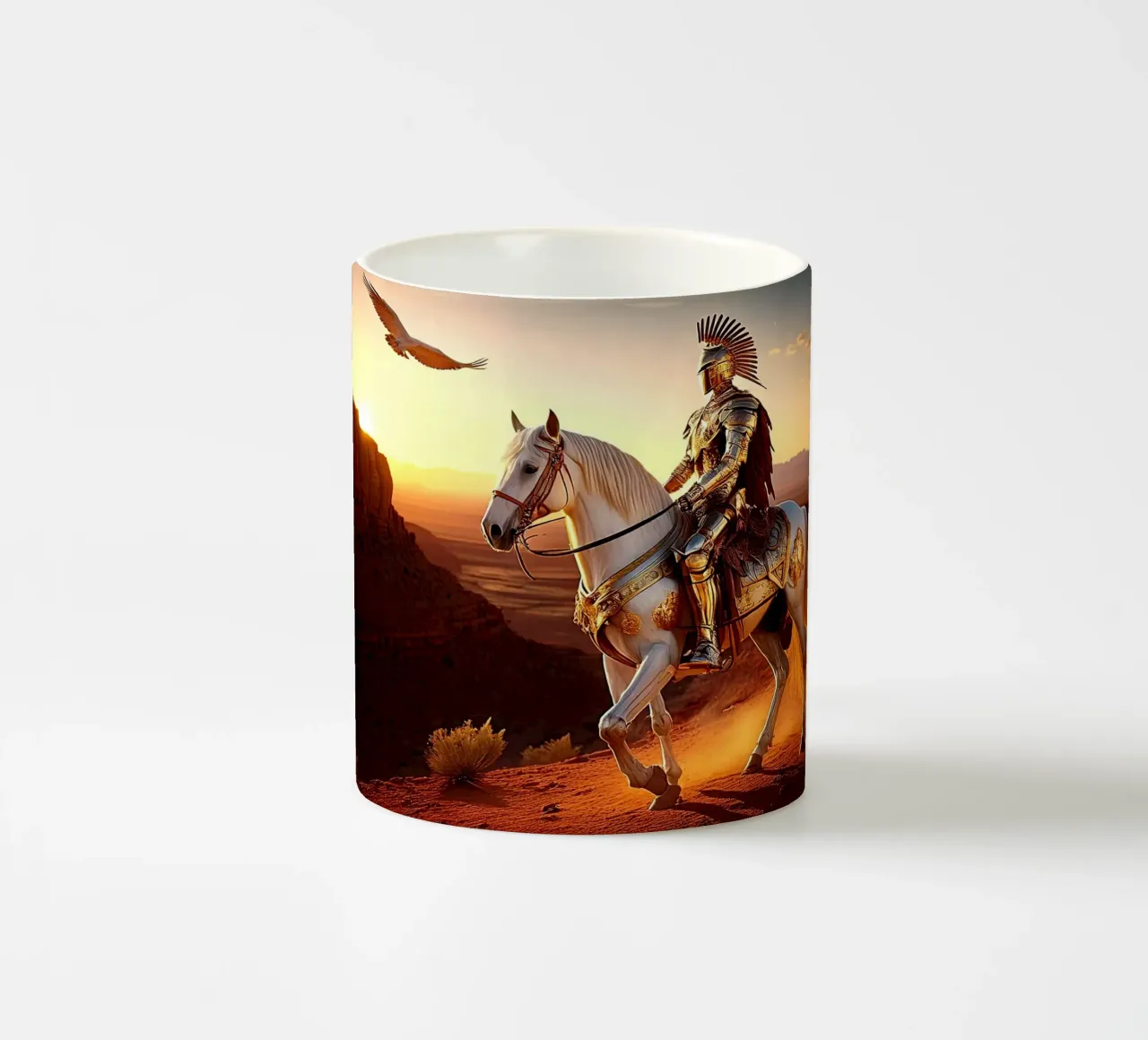 CAVALIERE SU UN CAVALLO BIANCO. tazza in ceramica da Thierry vobmann photography
