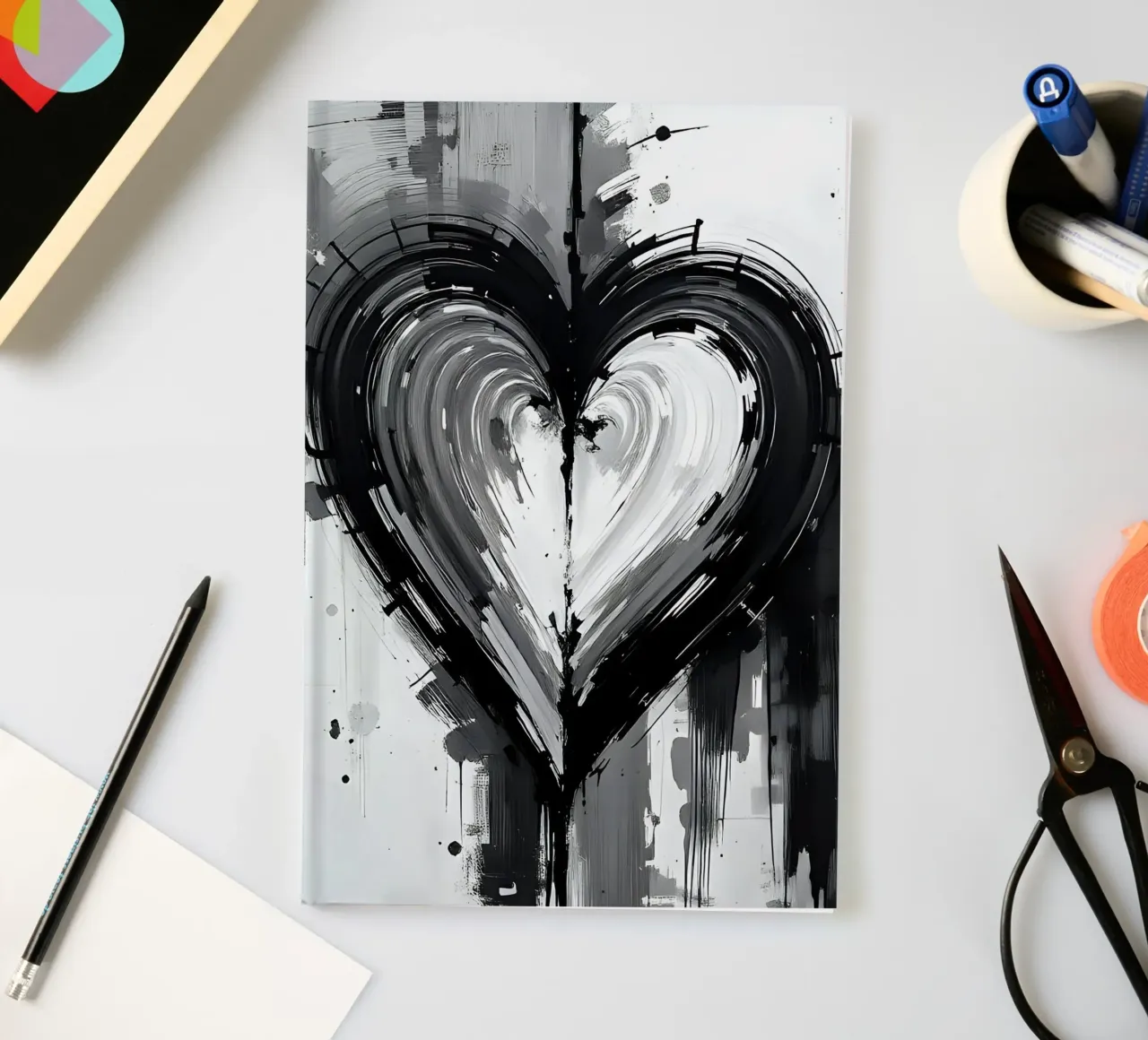 cuore_bianco_nero_4 diario da Pink- und LoveArt by LK