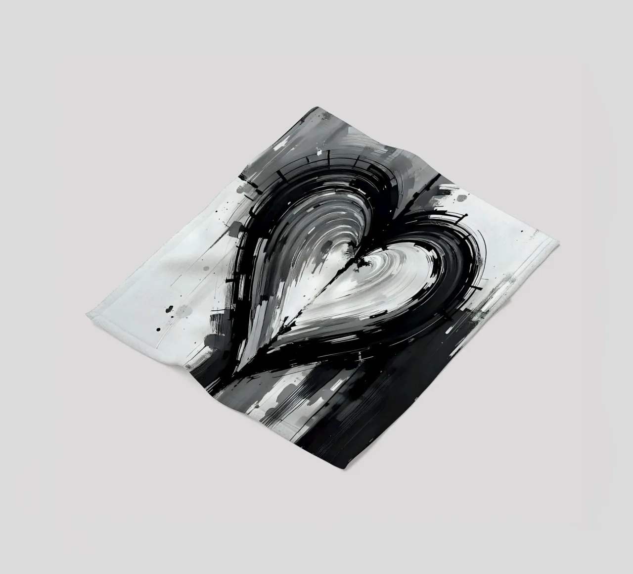 cuore_bianco_nero_4 coperta in pile da Pink- und LoveArt by LK