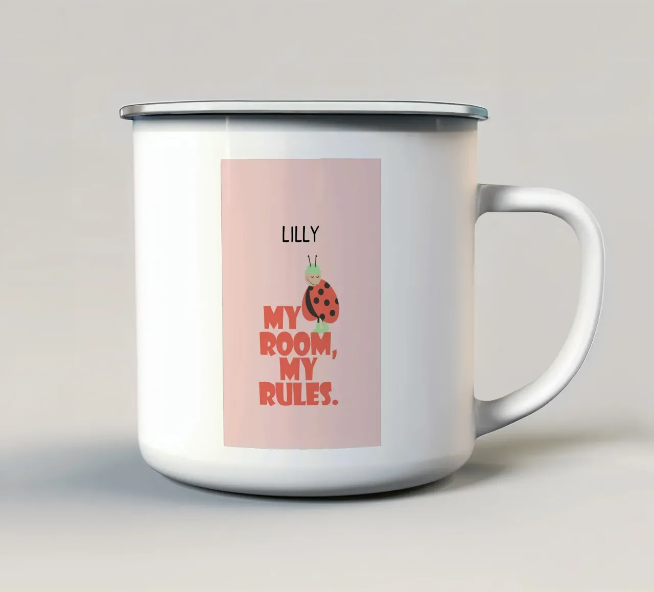 My room, my rules enamel mug by maramirage