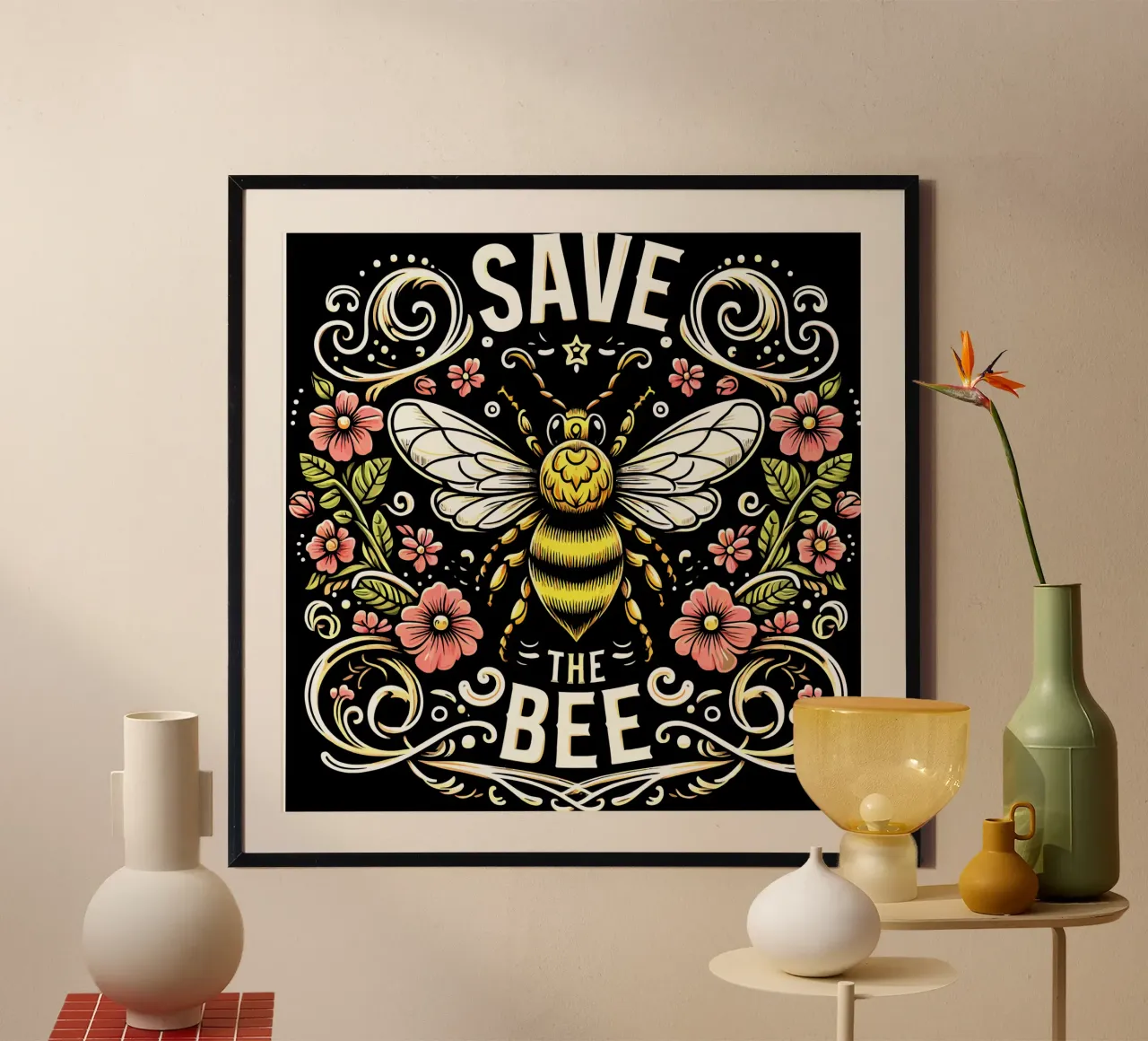 Salviamo le api poster con telaio in alluminio da Mohs