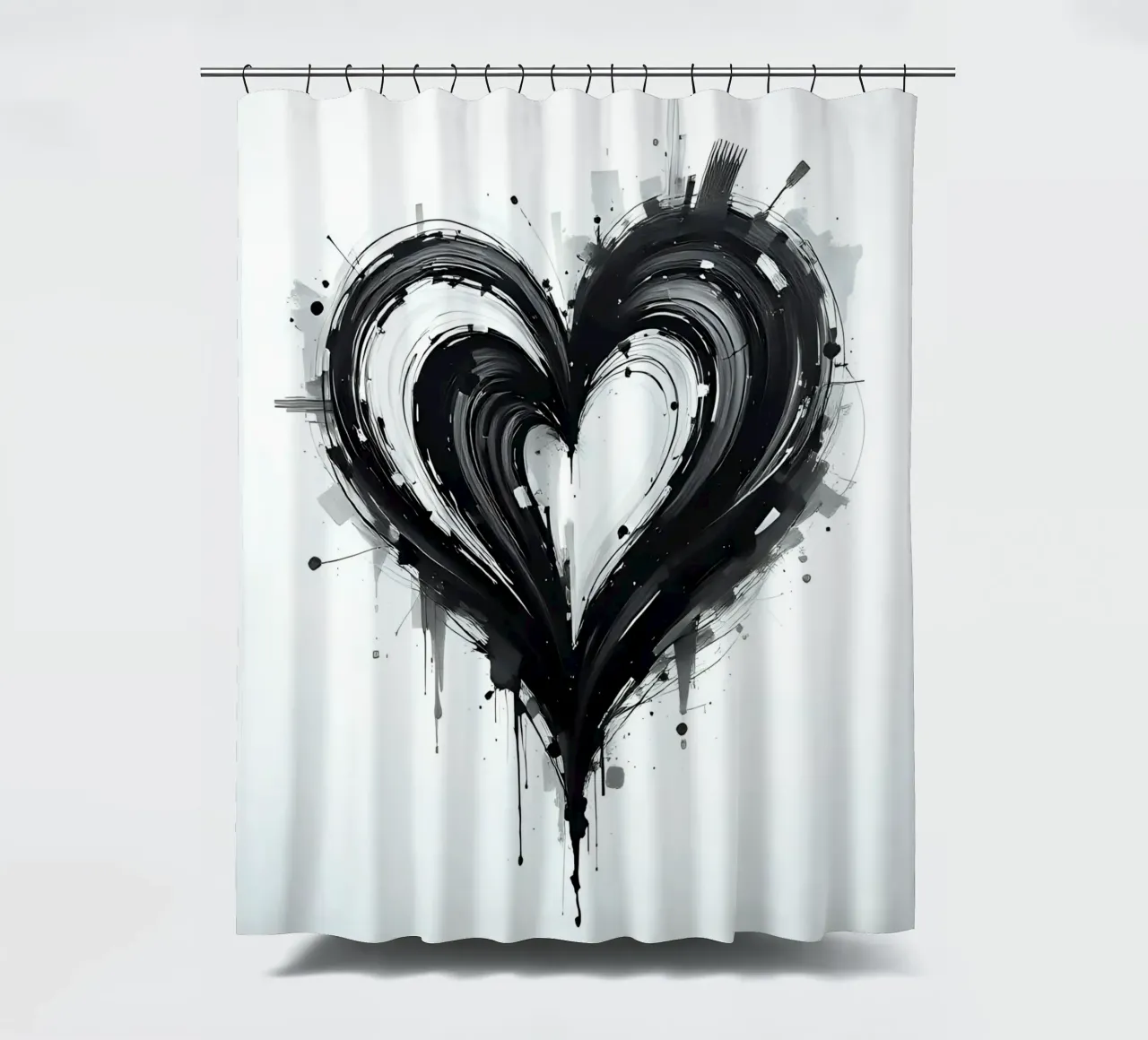 cuore_bianco_nero_5 tenda da doccia da Pink- und LoveArt by LK