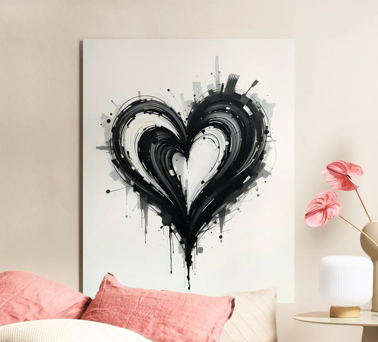 cuore_bianco_nero_5 alluminio dibond da Pink- und LoveArt by LK