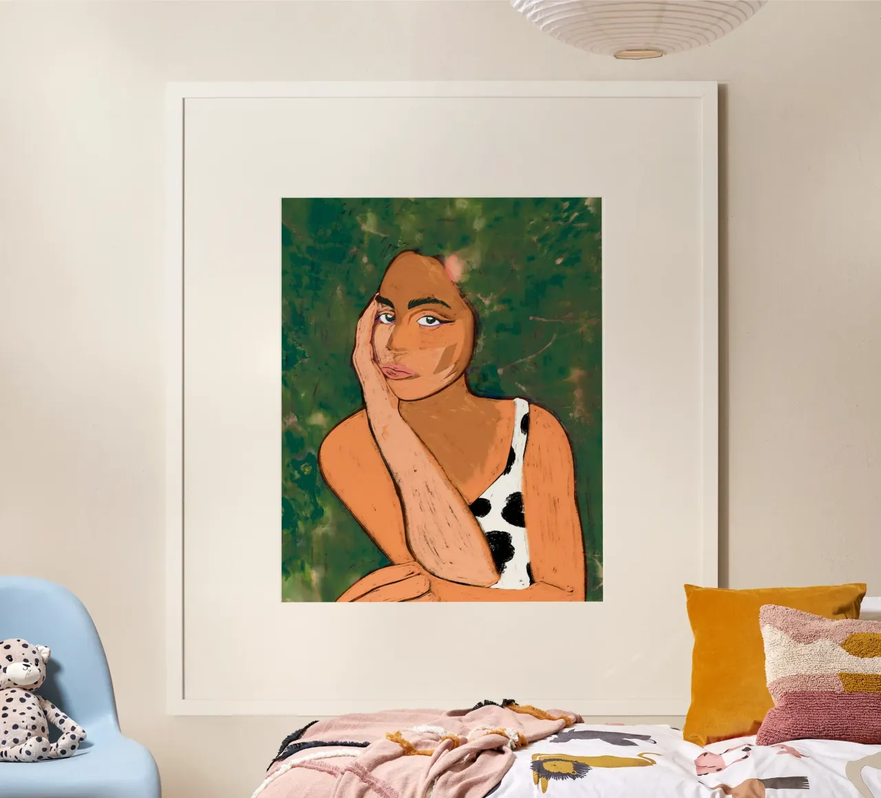 Quiete liminale | Calma Donna Ritratto Natura Morta Pittura poster con telaio in plastica da 83oranges