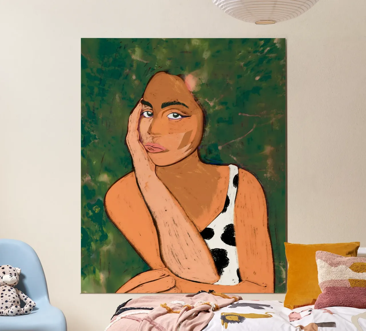 Quiete liminale | Calma Donna Ritratto Natura Morta Pittura poster con telaio in plastica da 83oranges