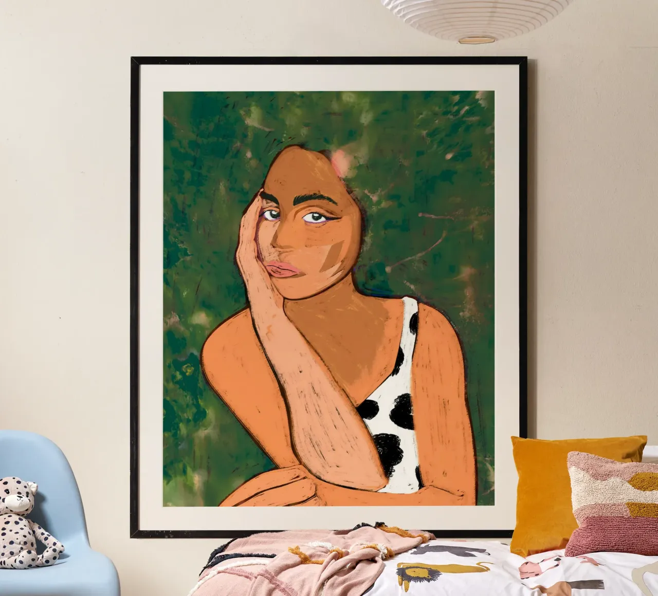 Quiete liminale | Calma Donna Ritratto Natura Morta Pittura poster con telaio in plastica da 83oranges