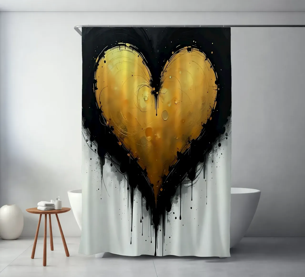 cuore_nero_oro_1 tenda da doccia da Pink- und LoveArt by LK