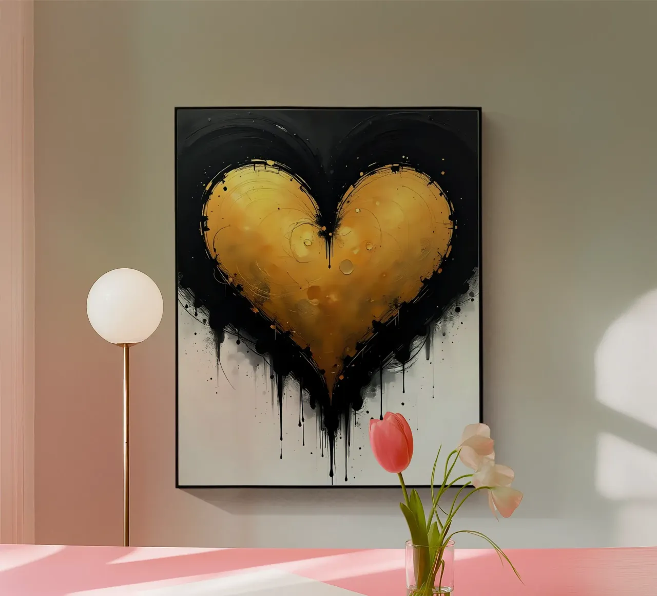 cuore_nero_oro_1 plexiglass da Pink- und LoveArt by LK