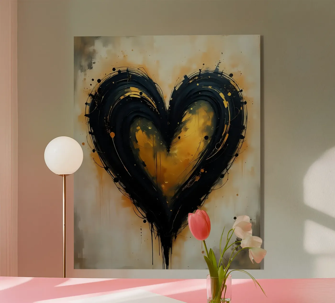 hart_zwart_goud_2 acryl van Pink- und LoveArt by LK